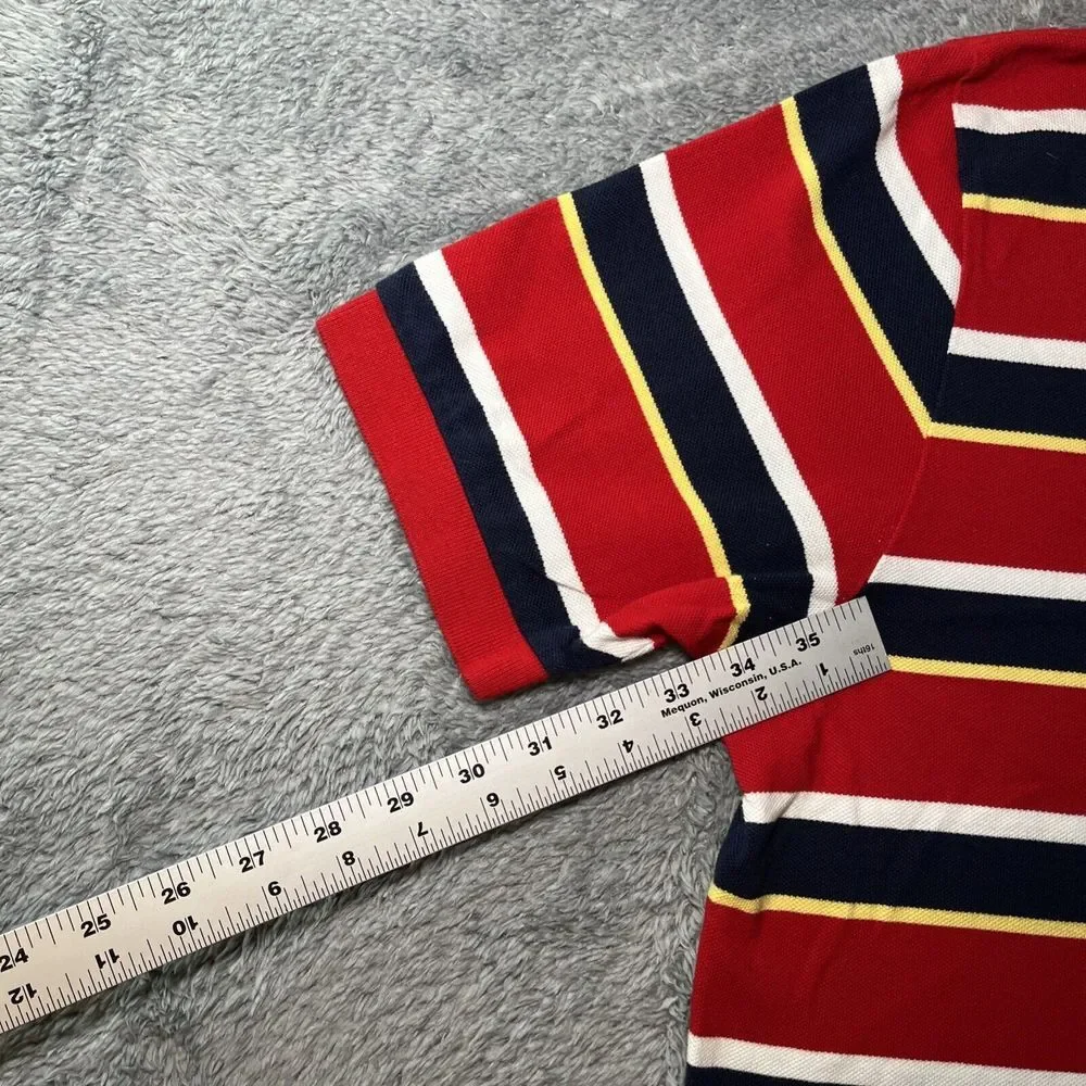 Polo By Ralph Lauren VTG 90s Men's SZ XL Short Sleeve Polo Striped Red/Blue Y2K